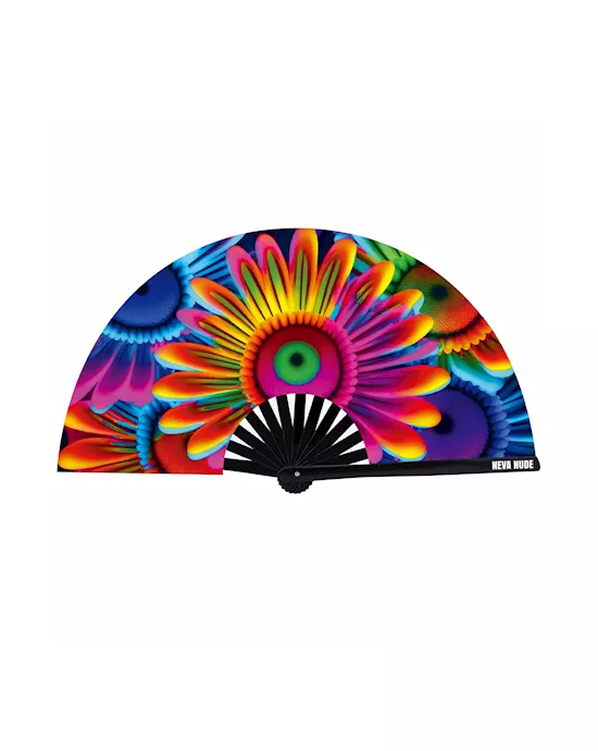 Neon Carnival Daisy Blacklight Folding Fan