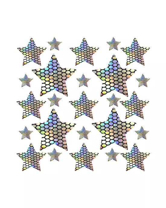 Mirrored Mayhem Super Holographic Silver Black Starry Nights Nipple Sticker Crop Top