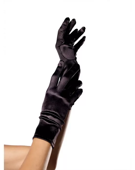 Wrist Length Satin Gloves