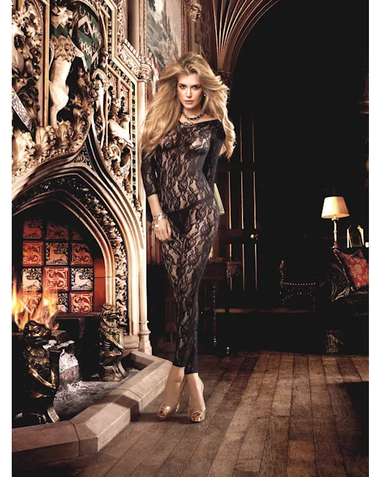 Long sleeve all over lace catsuit