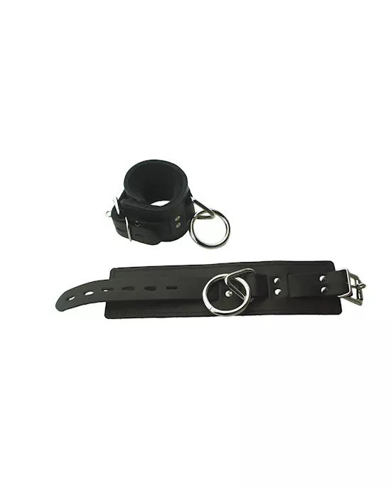Leather Locking Wrist Restraints With Fleece Lining