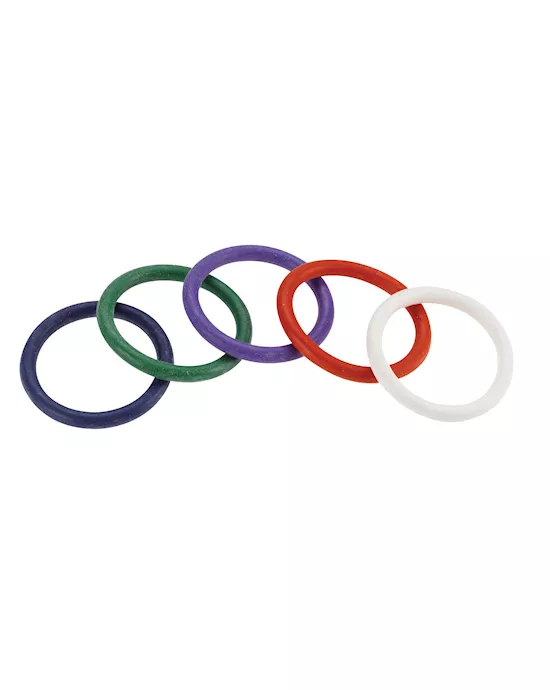 15 Rubber Cock Ring Rainbow Set