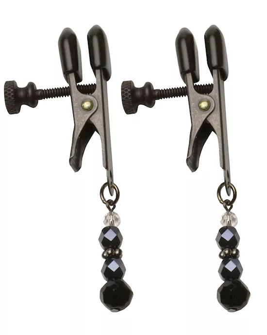 Black Broad Tip Clamp with Black Beads