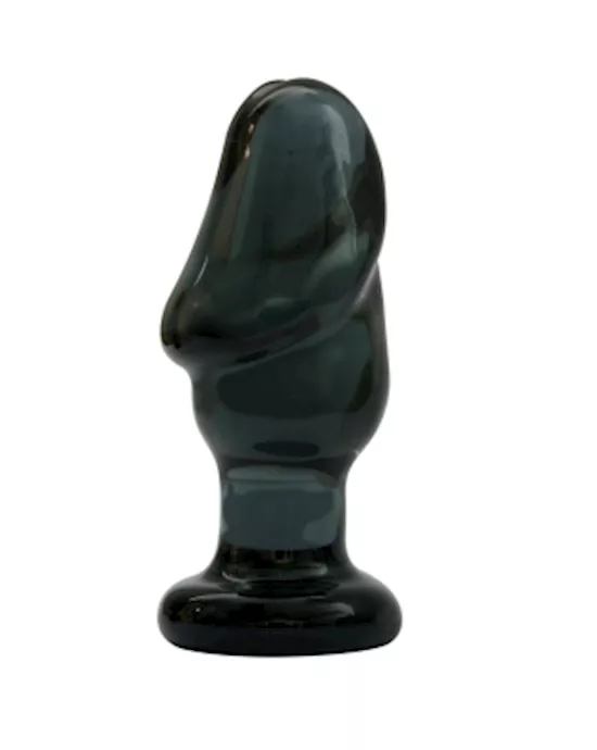 XXXL Helmet Head Black Glass Anal Plug