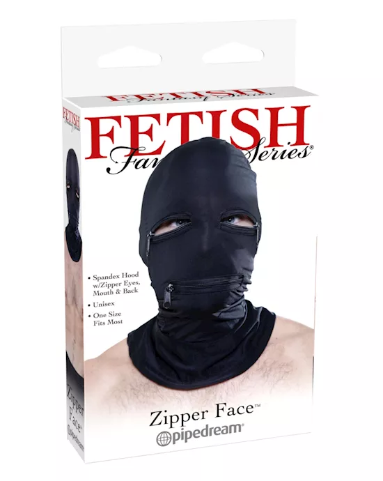 Fetish Fantasy Zipper Face Spandex Hood with Mouth and Eye Holes