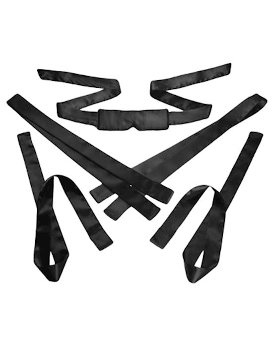 Bordeaux 5 Piece Satin Bondage Set Black