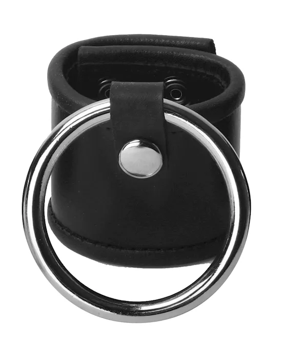 Leather Ball Stretcher with 2 Inch Cock Ring 2 Inches