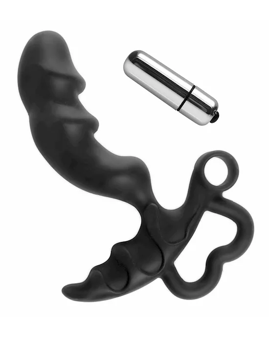 Black Silicone Anal Plug with Bullet Vibe